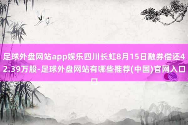 足球外盘网站app娱乐四川长虹8月15日融券偿还42.39万股-足球外盘网站有哪些推荐(中国)官网入口