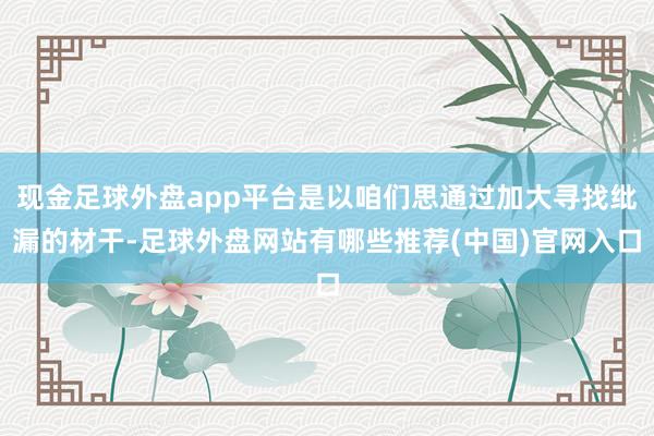 现金足球外盘app平台是以咱们思通过加大寻找纰漏的材干-足球外盘网站有哪些推荐(中国)官网入口