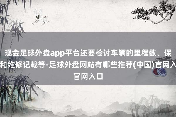 现金足球外盘app平台还要检讨车辆的里程数、保障和维修记载等-足球外盘网站有哪些推荐(中国)官网入口