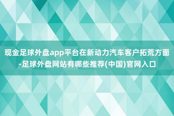 现金足球外盘app平台在新动力汽车客户拓荒方面-足球外盘网站有哪些推荐(中国)官网入口