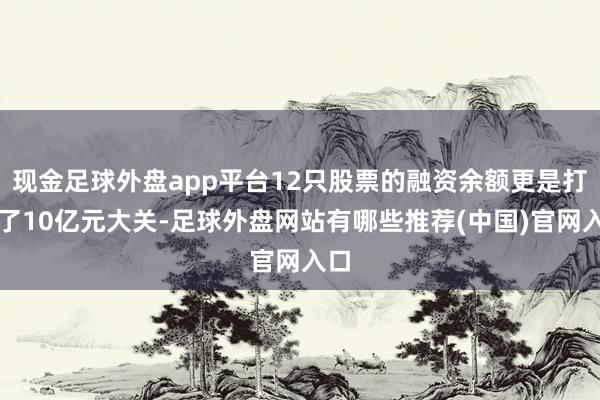 现金足球外盘app平台12只股票的融资余额更是打破了10亿元大关-足球外盘网站有哪些推荐(中国)官网入口