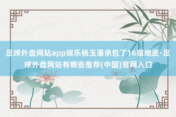 足球外盘网站app娱乐杨玉藩承包了16亩地皮-足球外盘网站有哪些推荐(中国)官网入口