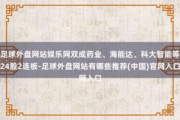 足球外盘网站娱乐网双成药业、海能达、科大智能等24股2连板-足球外盘网站有哪些推荐(中国)官网入口