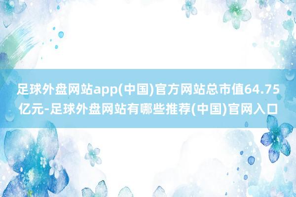 足球外盘网站app(中国)官方网站总市值64.75亿元-足球外盘网站有哪些推荐(中国)官网入口