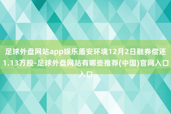 足球外盘网站app娱乐盾安环境12月2日融券偿还1.13万股-足球外盘网站有哪些推荐(中国)官网入口